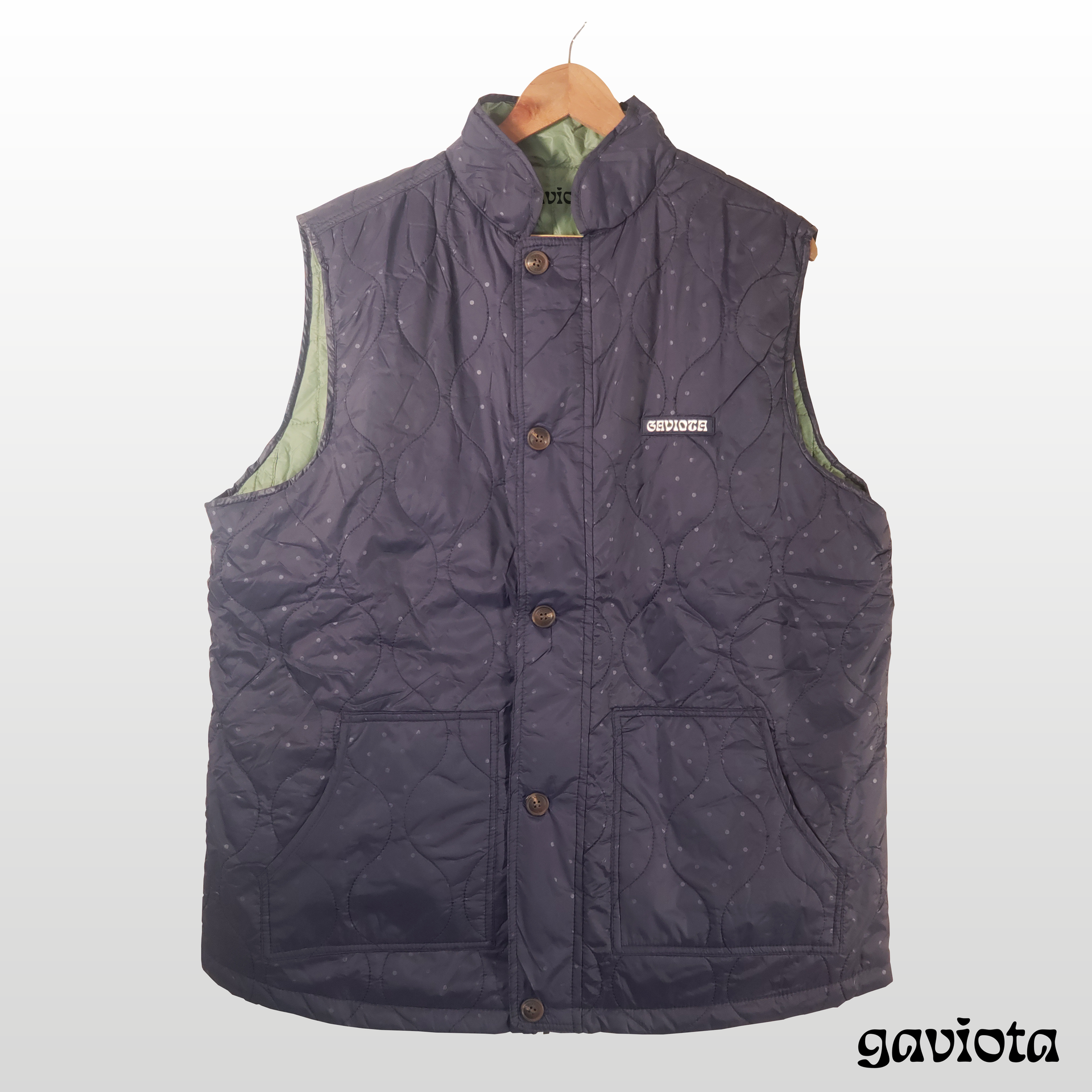 The Day Vest in Navy Blue + Pea